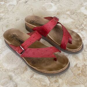 Mephisto Helen Air Relax Ostrich Embossed Red Leather Women’s Sandals